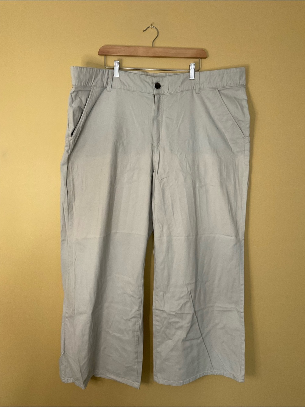 St. John's Bay Light Khaki Flat-Front Wide Leg Trousers
